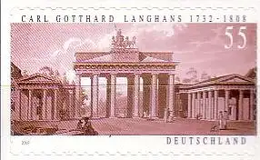 D,Bund Mi.Nr. 2636 275. Geb. Langhans, Brandenburger Tor, selbstklebend (55)