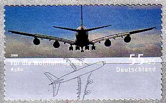 D,Bund Mi.Nr. 2676 Wohlfahrt, Airbus A 380, selbstklebend (55+25)