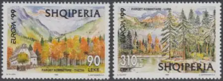 Albanien Mi.Nr. 2690-91 Europa 99, Natur-+ Nationalparks, Thethi, Lura (2 Werte)