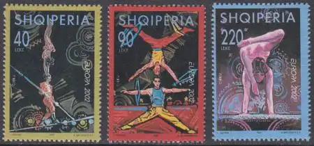 Albanien Mi.Nr. 2866-68 Europa 02, Zirkus (3 Werte)