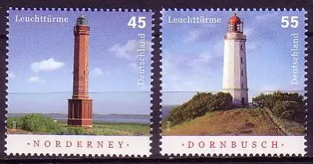 D,Bund Mi.Nr. 2742-43 Leuchttürme, Norderney und Dornbusch (2 Werte)