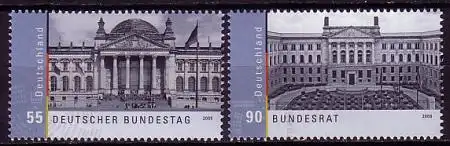 D,Bund Mi.Nr. 2757-58 Deutscher Bundestag und Bundesrat (2 Werte)