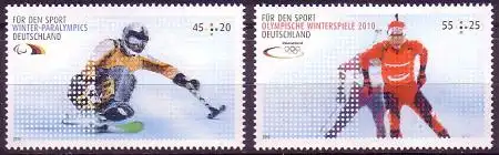 D,Bund Mi.Nr. 2781-82 Olympische + Paralympische Spiele Vancouver (2 Werte)