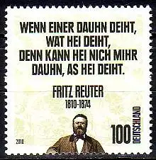 D,Bund Mi.Nr. 2832 200. Geb. Fritz Reuter, Heimatdichter (100)