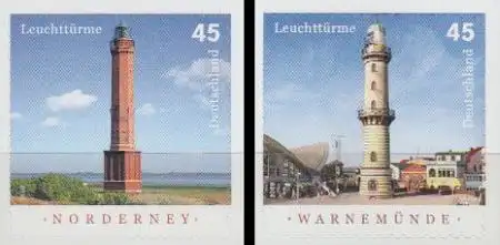 D,Bund Mi.Nr. 2875-76 Leuchttürme Norderney und Warnemünde, skl. (2 Werte)