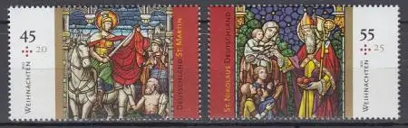 D,Bund Mi.Nr. 2895-96 Weihnachten, Buntglasfenster (2 Werte)