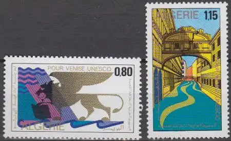 Algerien Mi.Nr. 579-80 UNESCO, Rettet Venedig, Löwe + Seufzer-Brücke (2 Werte)