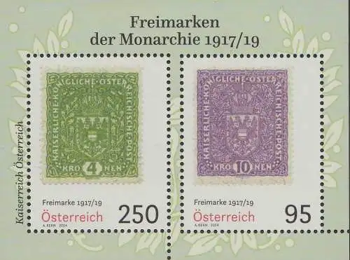 Österreich MiNr. Block (noch nicht im Michel)  Freimarken der Monarchie 1917/19