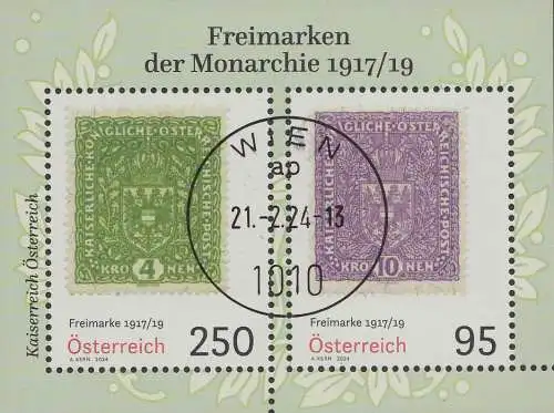 Österreich MiNr. Block (noch nicht im Michel)  Freimarken der Monarchie 1917/19