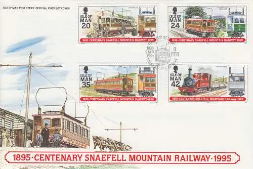 Insel Man Mi.Nr. 617-620, 100 Jahre Snaefell Mountain Railway (4 Werte)