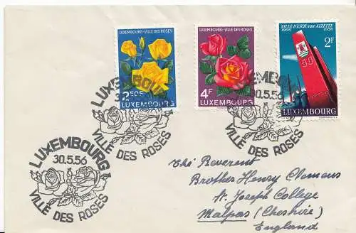 Luxemburg Mi.Nr. 549 - 550 und 551, 1956, "Stadt der Rosen" und "Stadt Esch"