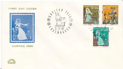 Luxemburg Mi.Nr. 740 - 745, 1966, Caritas (6 Werte auf 2 Briefen)