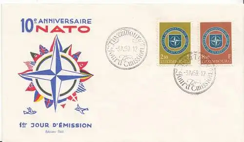 Luxemburg Mi.Nr. 604-05, 1959 10 Jahre NATO (2 Werte)