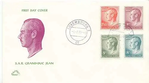 Luxemburg Mi.Nr. 828-31x, 1971 Großherzog Jean