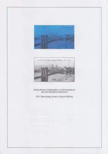 D,Bund Schwarzdruck + Hologrammdr. der MiNr. 2544, Brooklyn Bridge (MiNr. SD 29)