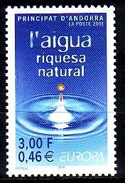 Andorra frz. Mi.Nr. 567 Europa 2001, Wassertropfen (3,00/0,46)