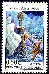 Andorra frz. Mi.Nr. 582 Freim. Sagen + Leg., Das siebenarmige Kreuz (0,50)