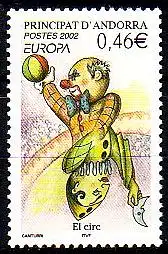 Andorra frz. Mi.Nr. 590 Europa 2002, Zirkus, Clowns (0,46)