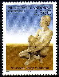 Andorra frz. Mi.Nr. 592 Kunst, Skulptur Sitzende Nackte von Viladomat (2,36)