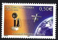 Andorra frz. Mi.Nr. 607 100 Jahre Telefon, hist. Telefon, Satellit (0,50)