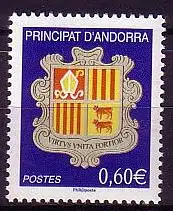 Andorra franz Mi.Nr. 654 Freim., Wappen von Andorra (0,60)