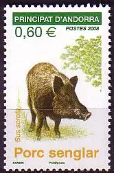 Andorra franz Mi.Nr. 671 Naturschutz, Säugetiere, Wildschwein (0,60)