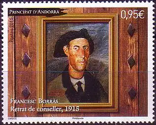 Andorra franz Mi.Nr. 729 Porträt Regierungsrat, Gemälde von F. Borràs (0,95)