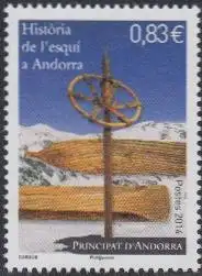 Andorra franz Mi.Nr. 781 Geschichte des Skifahrens, Skistock und Skier (0,83)