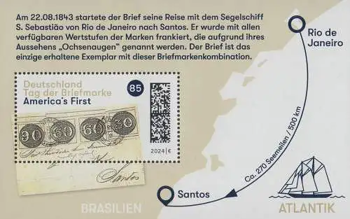 D,Bund Mi.Nr. Block 93 Tag der Briefmarke 2024: America´s First 