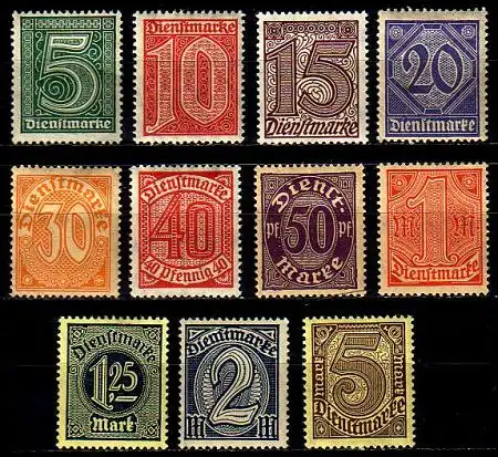 D,Dt.Reich Mi.Nr. 23-33 Dienstmarken für alle Länder (11 Werte)