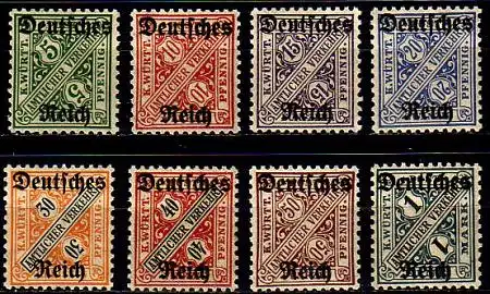 D,Dt.Reich Mi.Nr. 57-64 Dienstmarken Ziffern in Schildern von Württemberg (8 W.)
