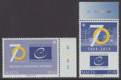 Malta MiNr. 2055-2056, 70 Jahre Europarat (2 Werte)