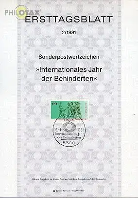 D,Bund Mi.Nr. 2/81 Int. Jahr der Behinderten (Marke MiNr.1083)