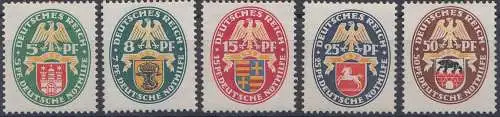 D,Dt.Reich Mi.Nr. 425-429 Deutsche Nothilfe, Landeswappen (5 Werte)