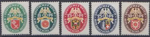 D,Dt.Reich Mi.Nr. 430-434 Deutsche Nothilfe, Landeswappen (5 Werte)