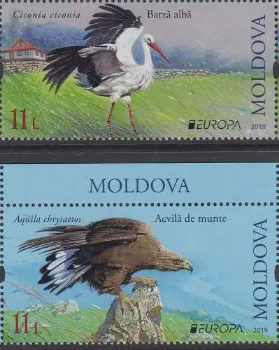 Moldawien MiNr. 1096-1097 Europa 2019 Einheimische Vögel (2 Werte)