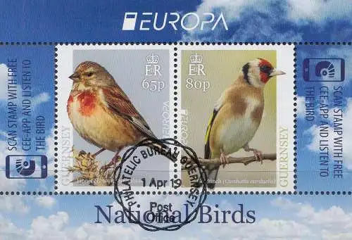 Guernsey MiNr. Block 93 Europa 2019, Einheimische Vögel