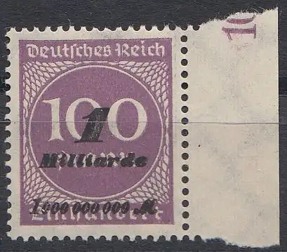 D,Dt.Reich Mi.Nr. 331 Freim. Ziffern im Kreis (1 Mrd. auf 100 M)