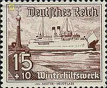 D,Dt.Reich Mi.Nr. 657 Winterhilfswerk Fährschiff Schwerin (15+10)