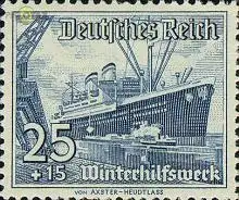 D,Dt.Reich Mi.Nr. 658 Winterhilfswerk Dampfer Hamburg (25+15)