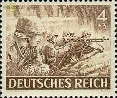 D,Dt.Reich Mi.Nr. 832 Heldengedenktag, MG-Schützen (4+3)