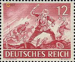D,Dt.Reich Mi.Nr. 836 Heldengedenktag, Stürmende Infantrie (12+8)