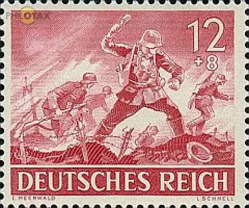 D,Dt.Reich Mi.Nr. 836 Heldengedenktag, Stürmende Infantrie (12+8)