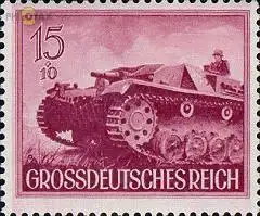 D,Dt.Reich Mi.Nr. 880y Heldengedenktag Sturmgeschütz (15+10) waager.Gummiriff.