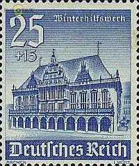D,Dt.Reich Mi.Nr. 758 Winterhilfswerk Rathaus Bremen (25+15)