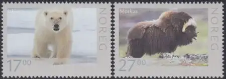Norwegen Mi.Nr. 1744-45A Wildlebende Tiere, Eisbär, Moschusochse (2 Werte)