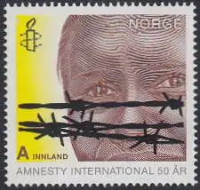 Norwegen Mi.Nr. 1748 Amnesty international, Gesicht hinter Stacheldraht (A)