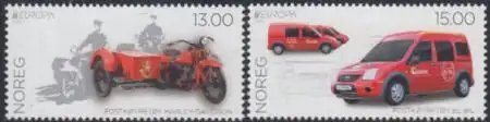 Norwegen Mi.Nr. 1816-17 Europa 13, Postfahrzeuge (2 Werte)