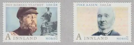 Norwegen Mi.Nr. 1825-26 Jahr d.Sprachen Ivar Aasen, Theater L.Kolstad skl. (2W.)