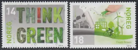 Norwegen Mi.Nr. 1912-13 Europa 16, Umweltbewusst leben, Von Grau zu Grün (2 W.)